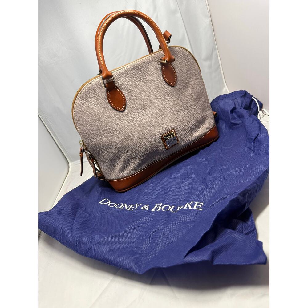 Dooney & Bourke Grey Pebble Grain Leather Satchel Handbag with dust bag